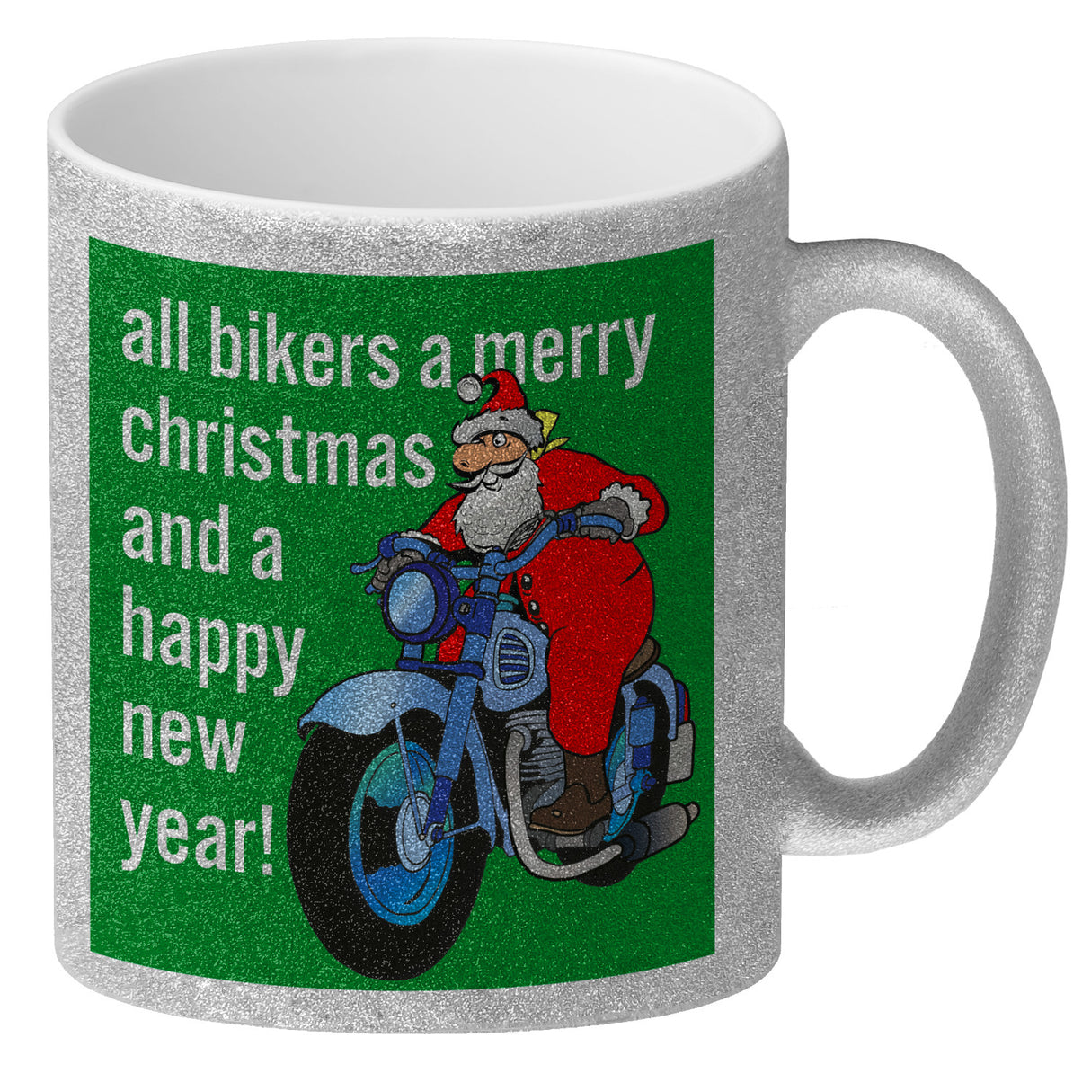 Weihnachten Biker Kaffeebecher mit Weihnachtsmann auf Motorrad