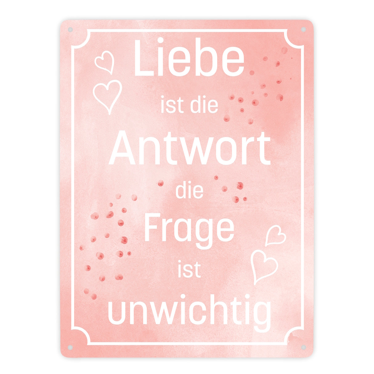 Metallschild mit schönem Spruch über die Liebe für das Wohnzimmer