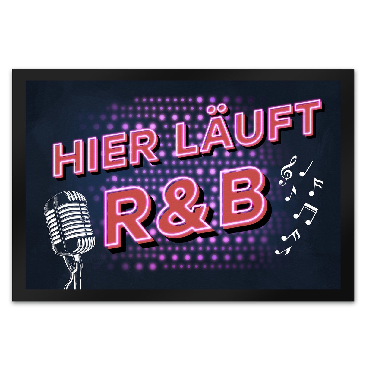 Hier läuft R&B Fußmatte mit Mikrofon und Noten im coolen Retro Look