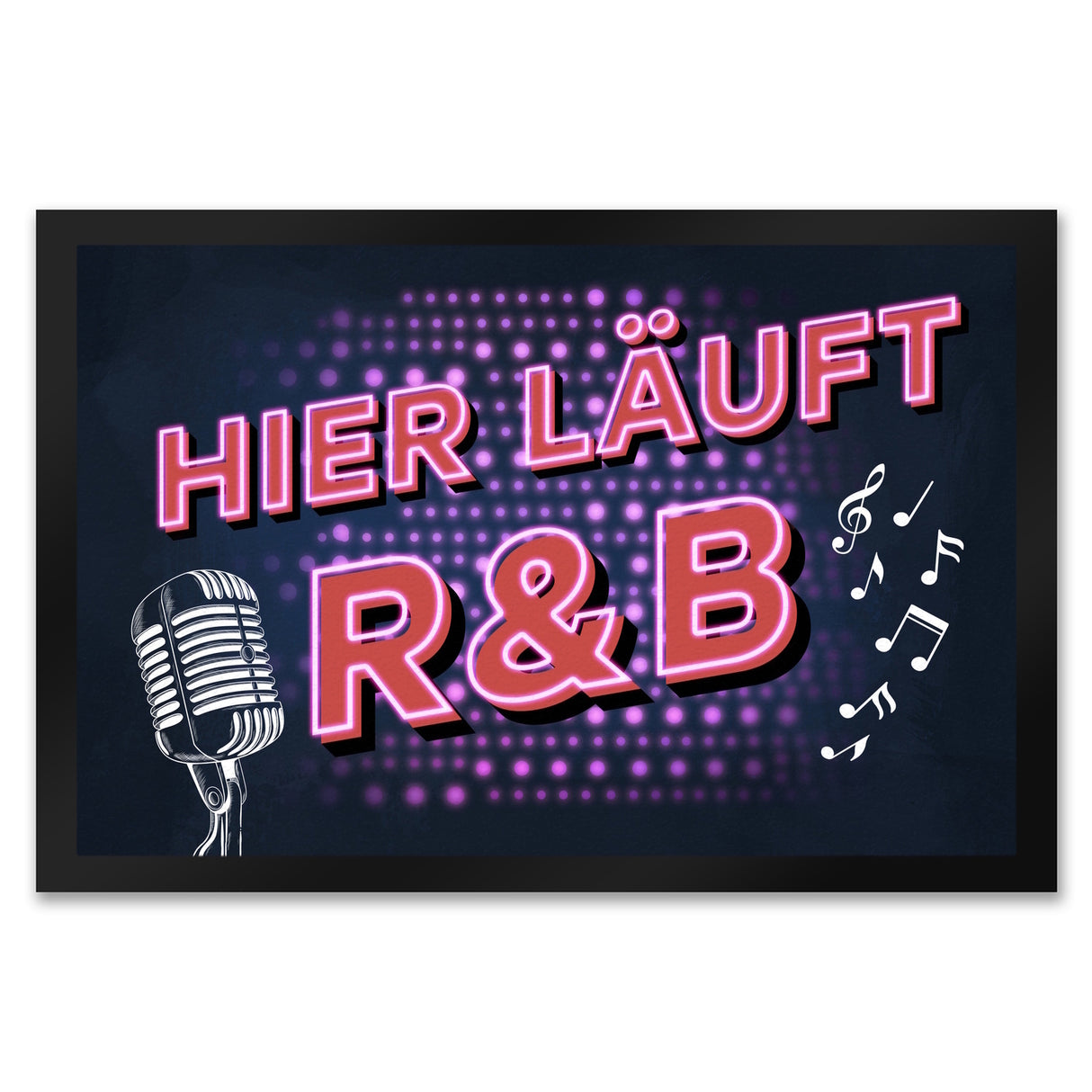 Hier läuft R&B Fußmatte mit Mikrofon und Noten im coolen Retro Look