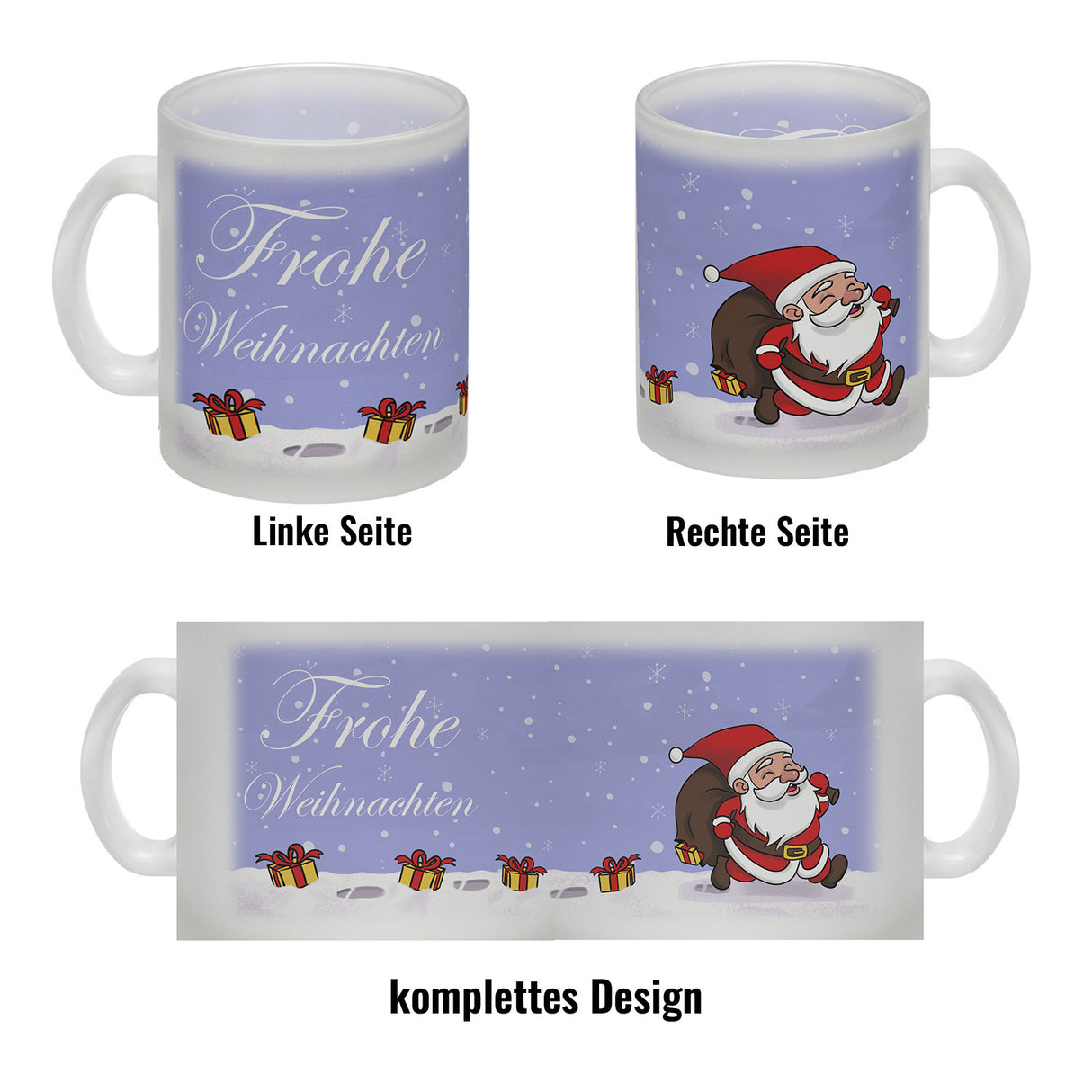 Frohe Weihnachten! Kaffeebecher mit lustigem Comic-Weihnachtsmann