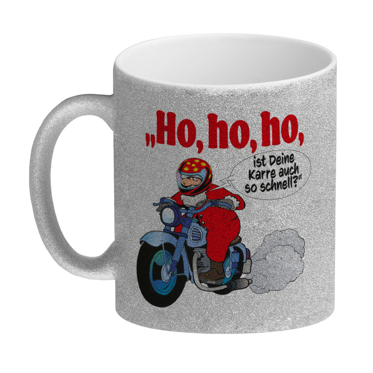 Kaffeebecher zum Thema Weihnachten mit Nikolaus auf dem Motorrad Motiv