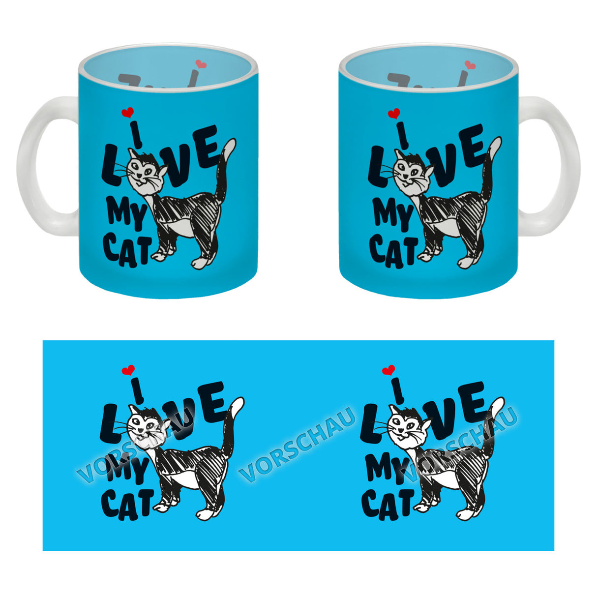 Ich liebe meine Katze Kaffeebecher mit Katzen Motiv und Rosa Hintergrund