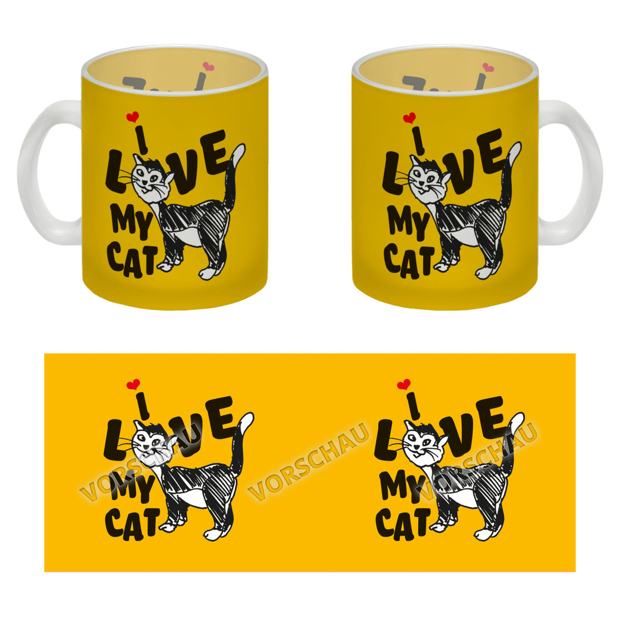 Ich liebe meine Katze Kaffeebecher mit Katzen Motiv und Rosa Hintergrund
