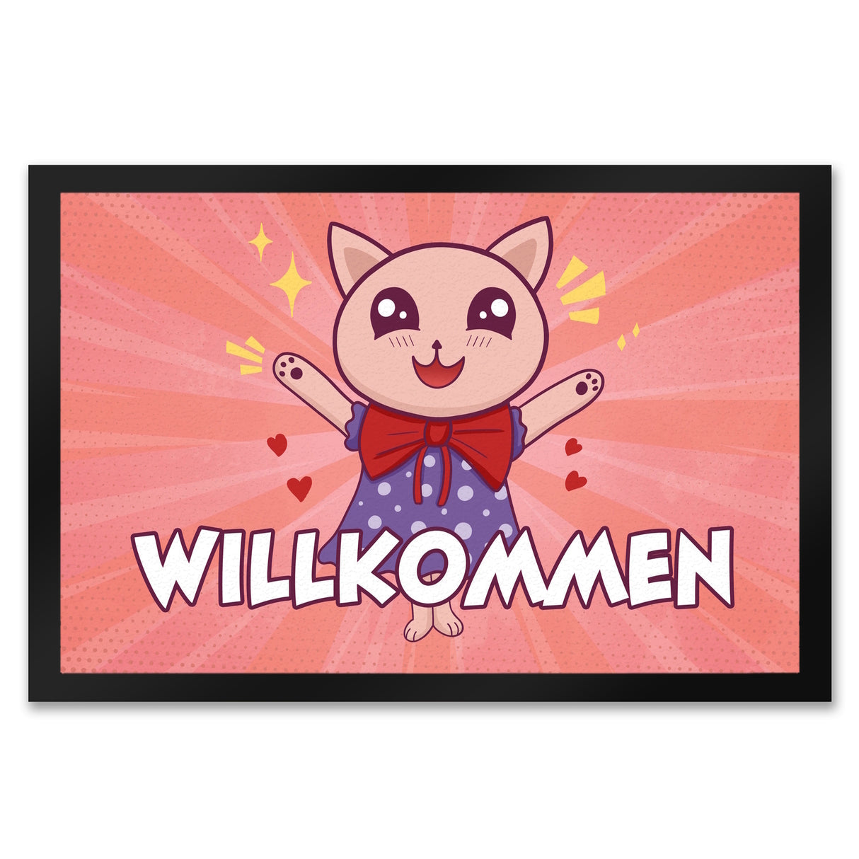 Willkommen Fußmatte mit süßem Manga Kätzchen