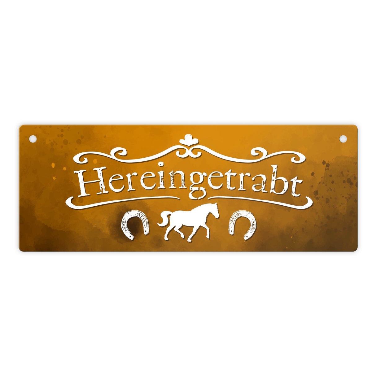 Hereingetrabt Pferde und Reiter Metallschild