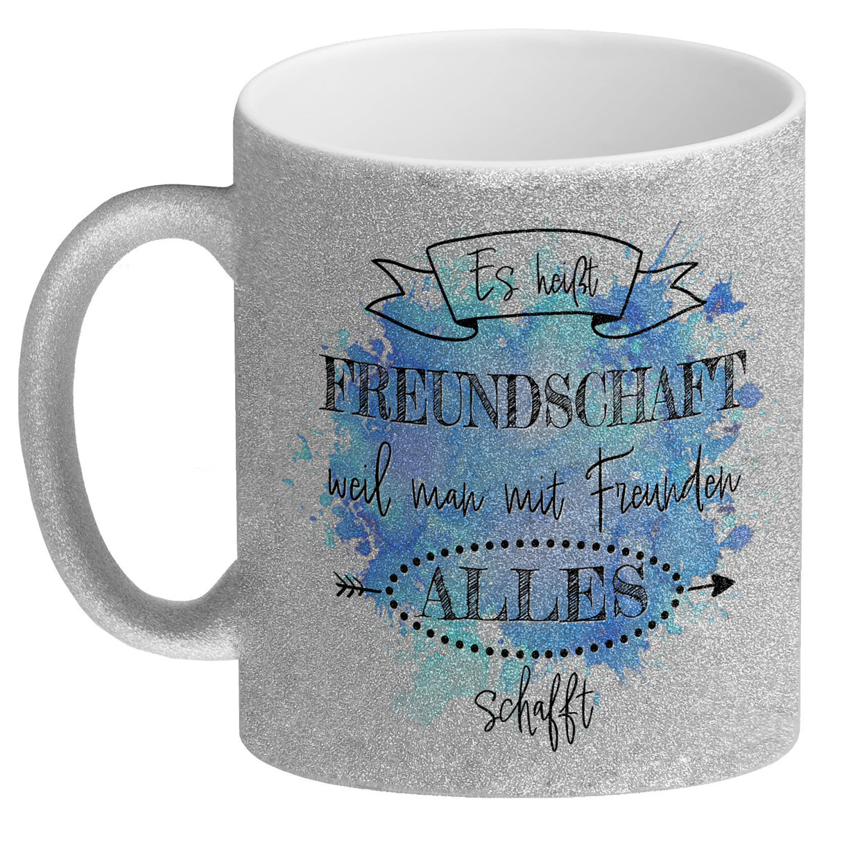 Freundschaft Kaffeebecher in violett mit tollem Spruch