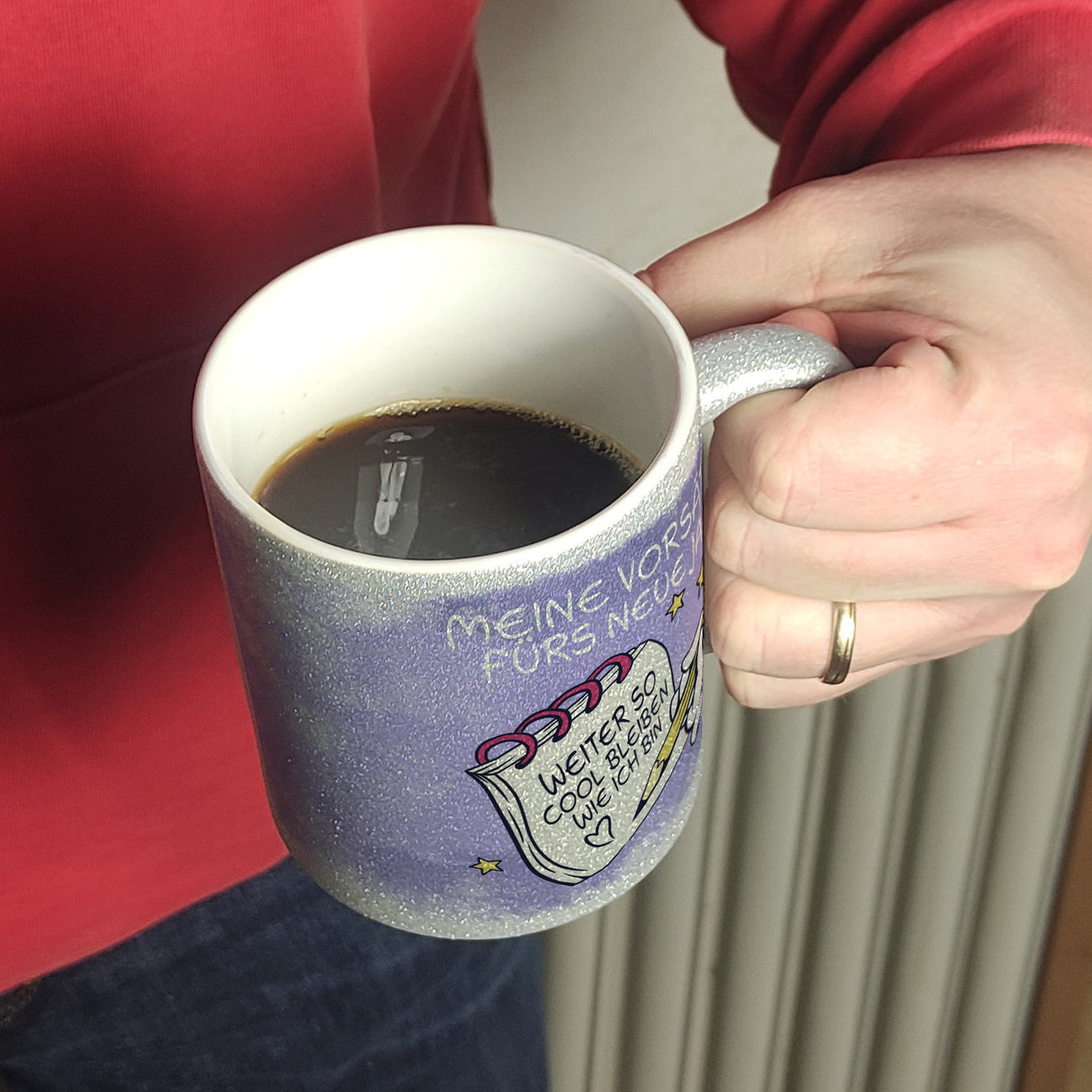 Vorsätze fürs neue Jahr Kaffeebecher mit ironischem Spruch