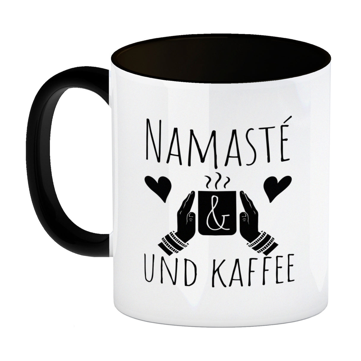 Namasté und Kaffee Kaffeebecher mit entspannendem Motiv