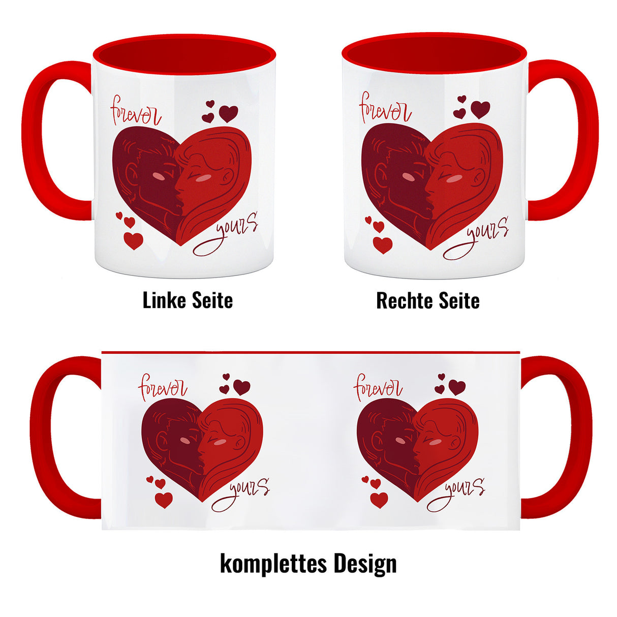 Forever yours Kaffeebecher mit küssendem Paar