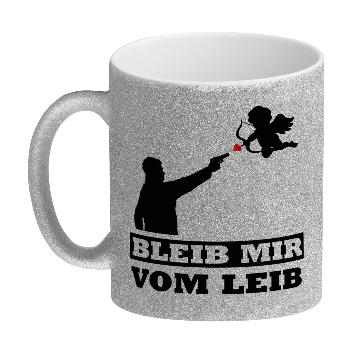 Bleib mir vom Leib Kaffeebecher mit Amor Motiv