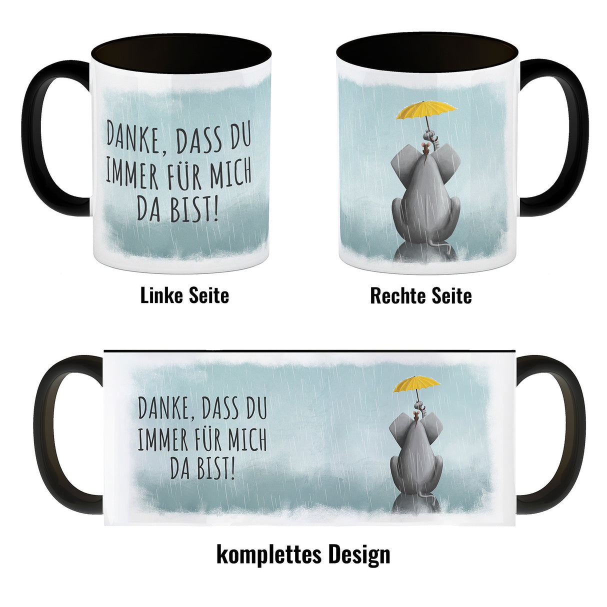 Danke, dass du immer für mich da bist Kaffeebecher mit schönem Motiv und Spruch