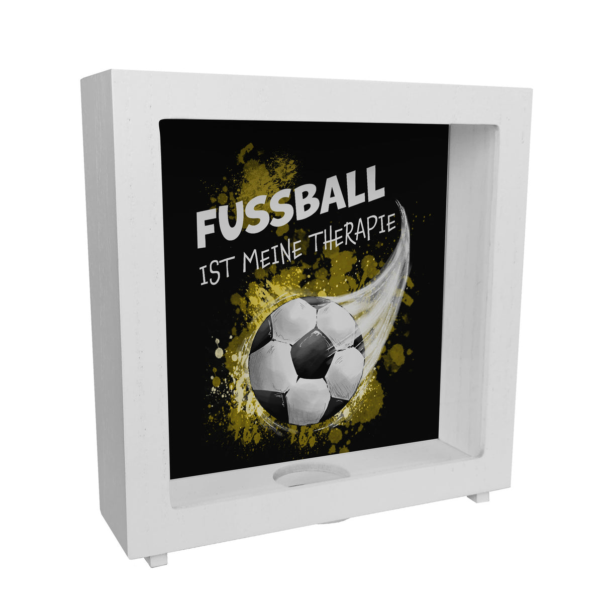 Fußball ist meine Therapie Spardose mit Fußball-Motiv
