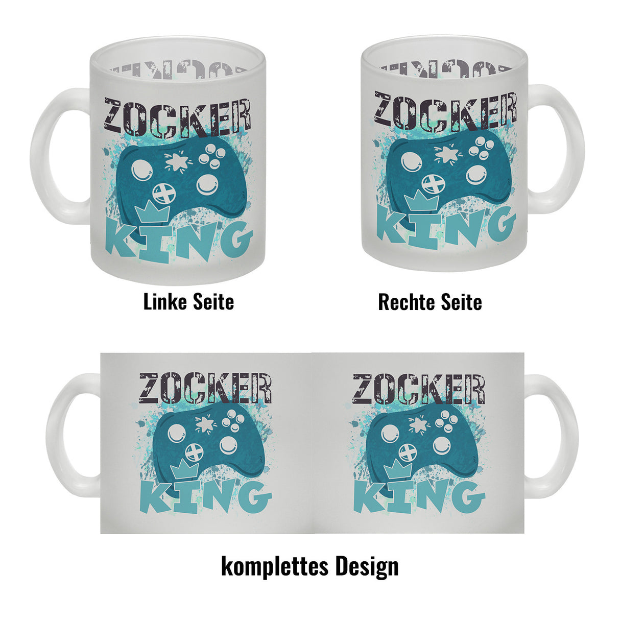 Zocker King Kaffeebecher mit Controller Motiv