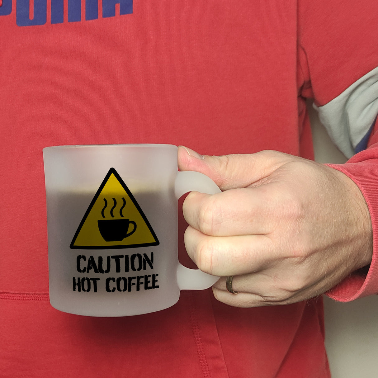 Caution Hot Coffee Kaffeebecher mit Warnsymbol