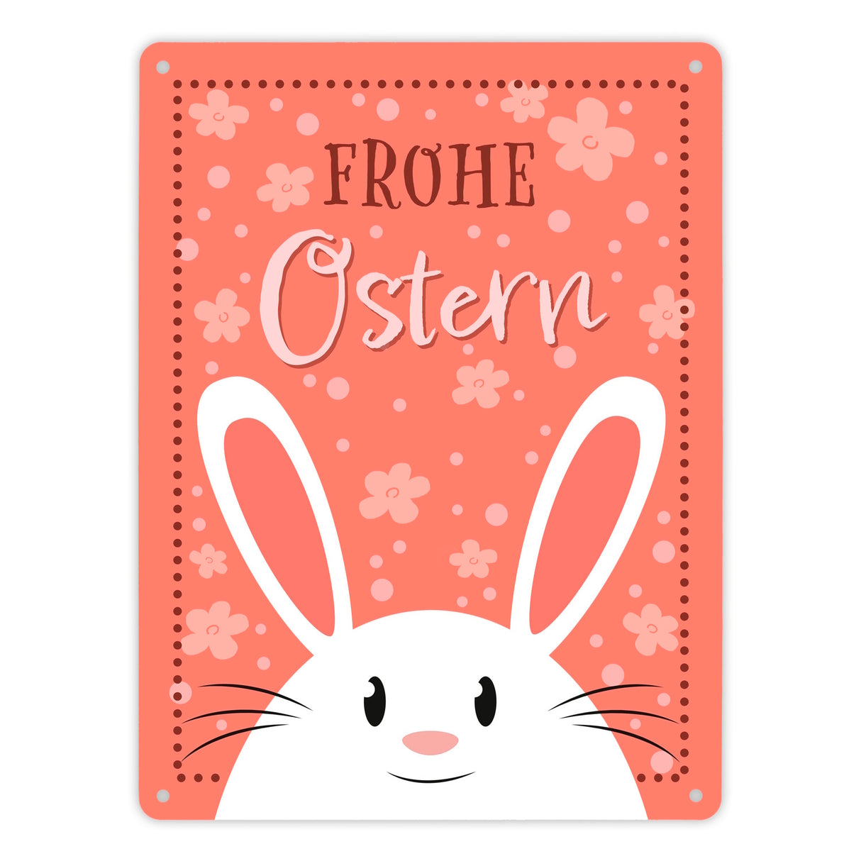 Frohe Ostern Metallschild mit niedlichem Osterhasen