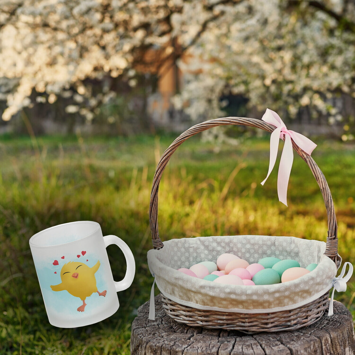 Frohe Ostern Kaffeebecher mit lustigem Küken
