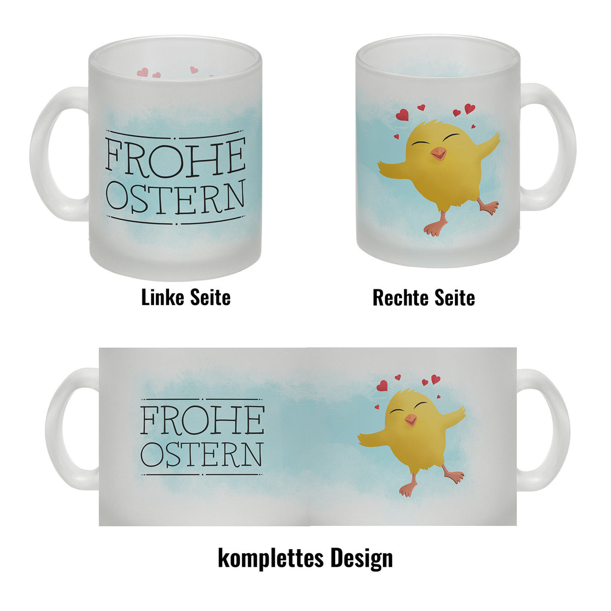 Frohe Ostern Kaffeebecher mit lustigem Küken