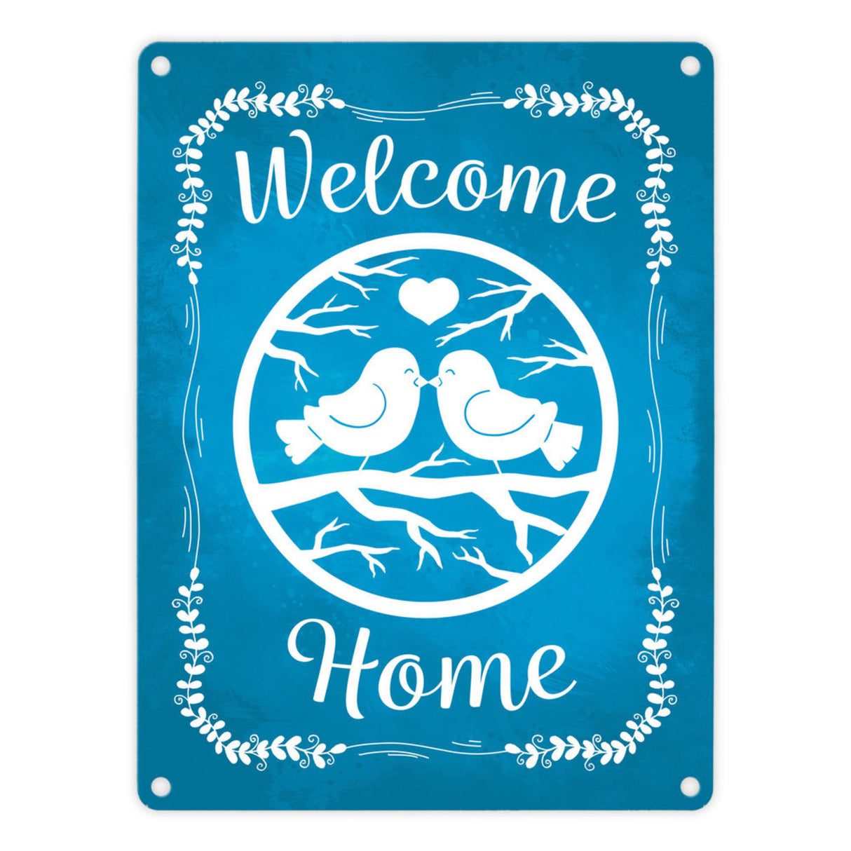 Welcome Home mit niedlichen Vögeln Metallschild