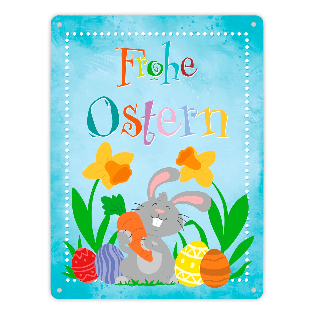 Frohe Ostern mit niedlichem Osterhasen Metallschild