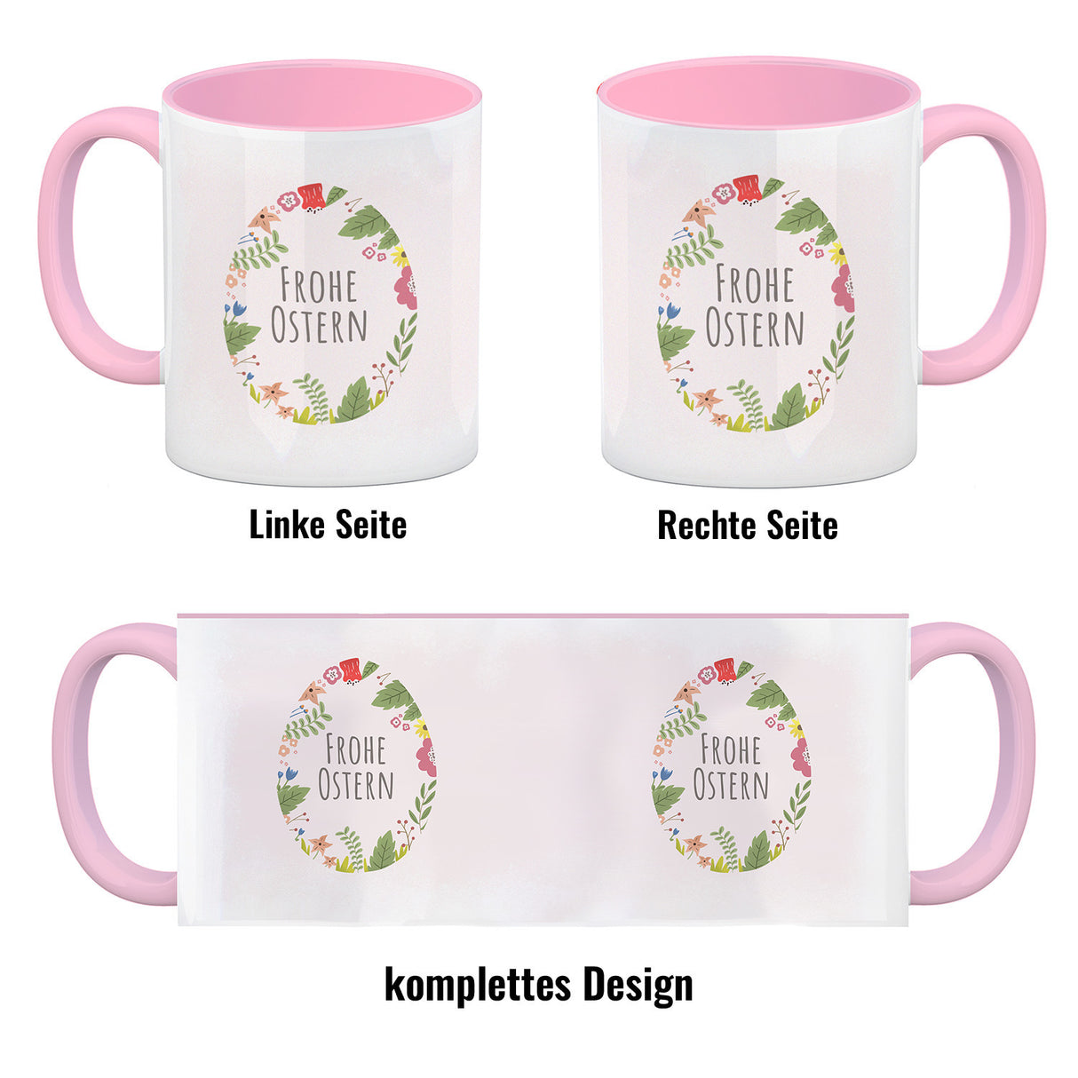 Frohe Ostern Kaffeebecher mit Blumen und Osterei