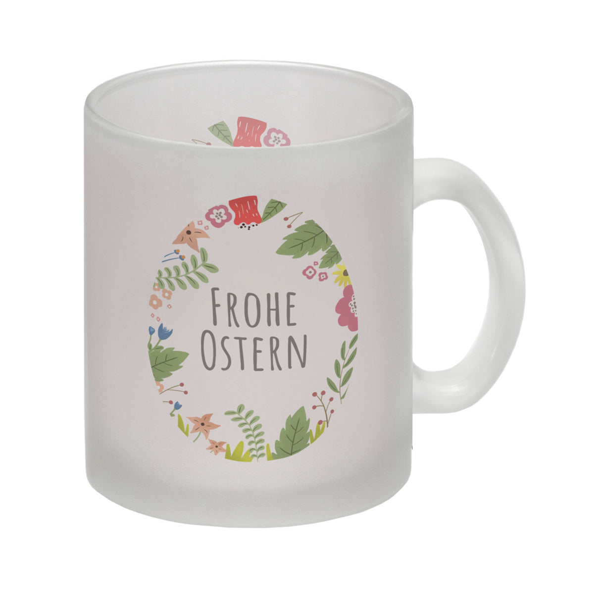 Frohe Ostern Kaffeebecher mit Blumen und Osterei