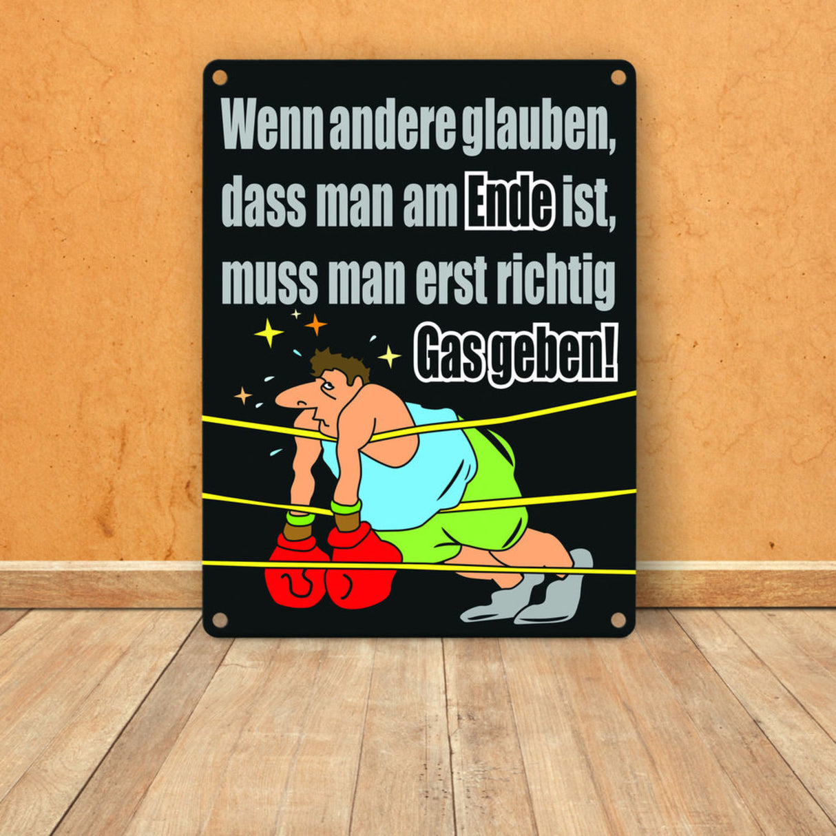Boxer Metallschild zum Thema Motivation