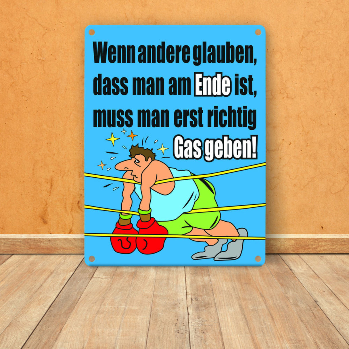 Boxer Metallschild zum Thema Motivation