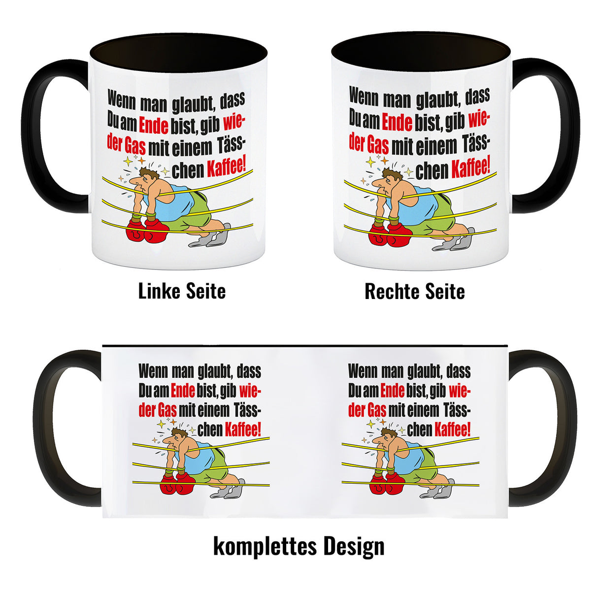Motivation Kaffeebecher mit Boxer Motiv