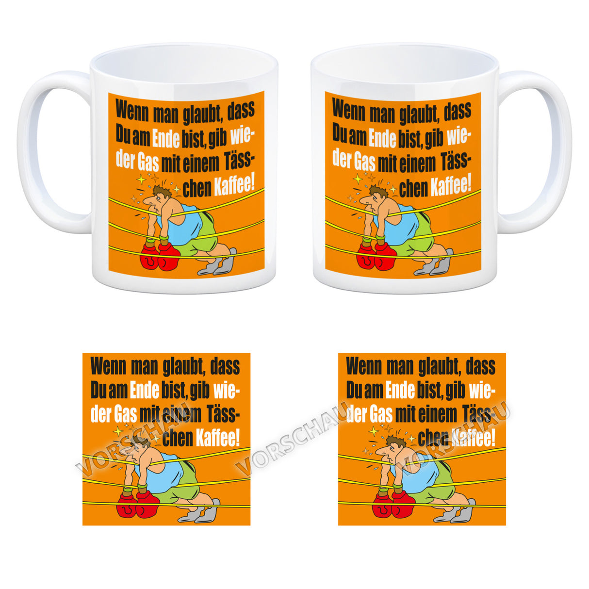 Motivation Kaffeebecher mit Boxer Motiv