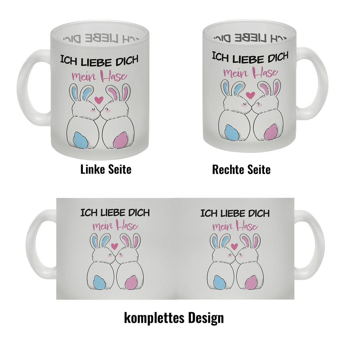 Ich liebe dich mein Hase Kaffeebecher mit küssendem Hasenpaar