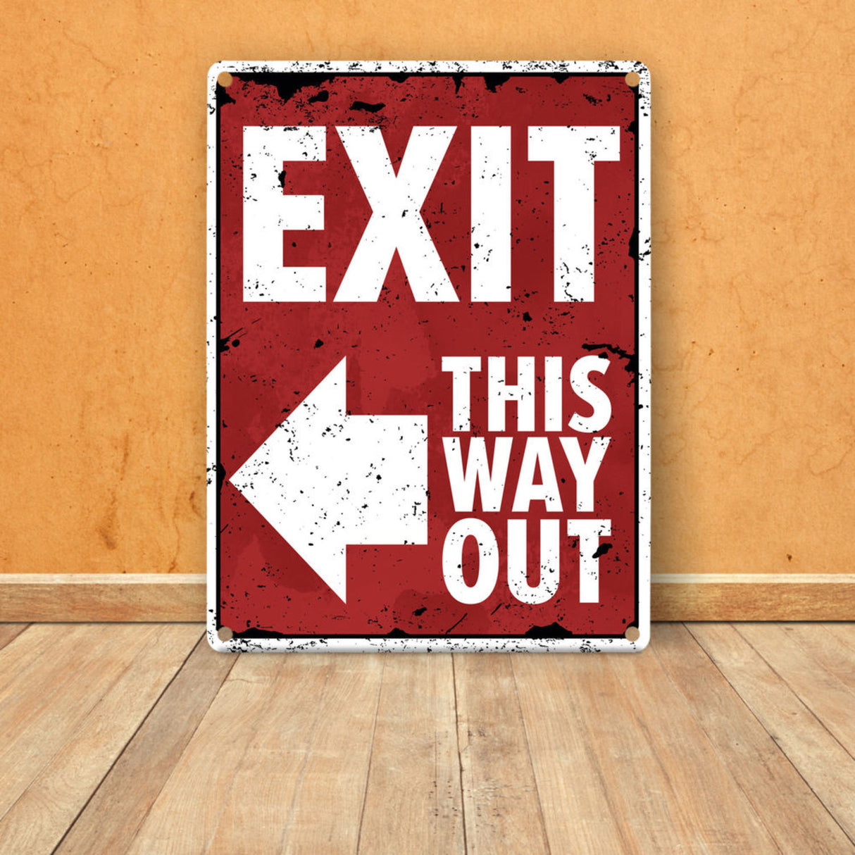 Exit this way out Metallschild mit Pfeil nach rechts