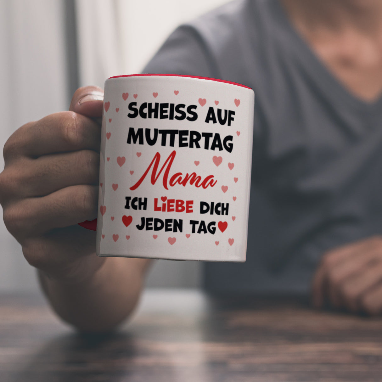Scheiß auf Muttertag Kaffeebecher mit Herzchen-Muster für die beste Mama