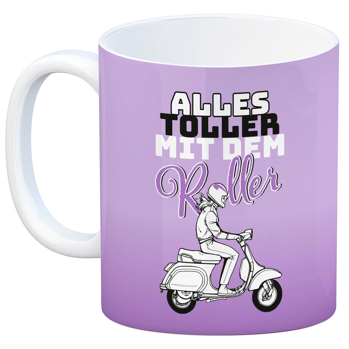 Alles toller mit dem Roller Kaffeebecher in {rosa} mit Rollerfahrerin