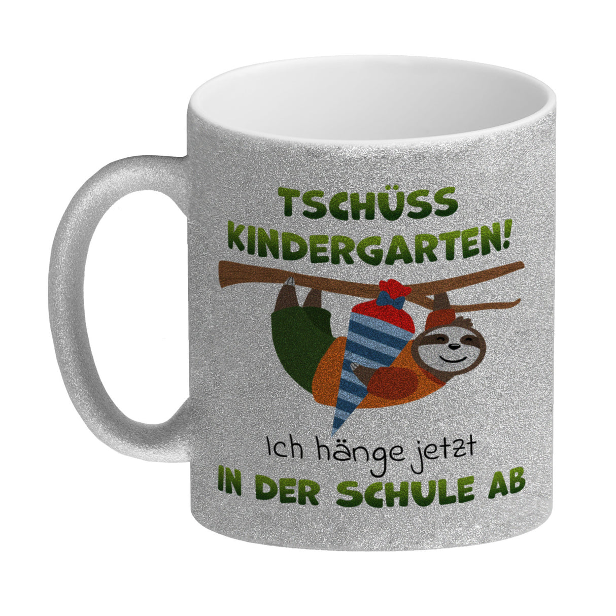 Tschüss Kindergarten Faultier Kaffeebecher für die Einschulung