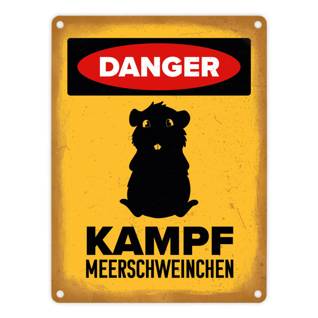 Vorsicht Meerschweinchen Metallschild mit Meerschweinchen Silhouette