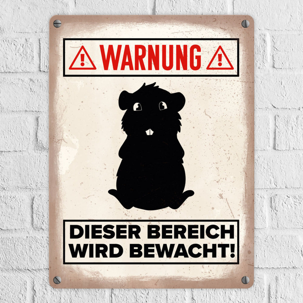 Vorsicht Meerschweinchen Metallschild mit Meerschweinchen Silhouette
