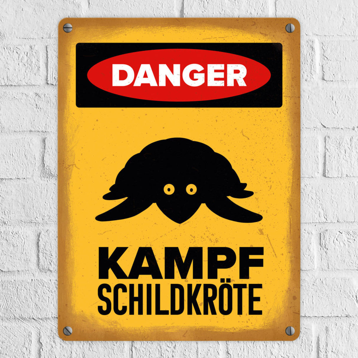 Vorsicht Schildkröte Metallschild mit Schildkröten Silhouette