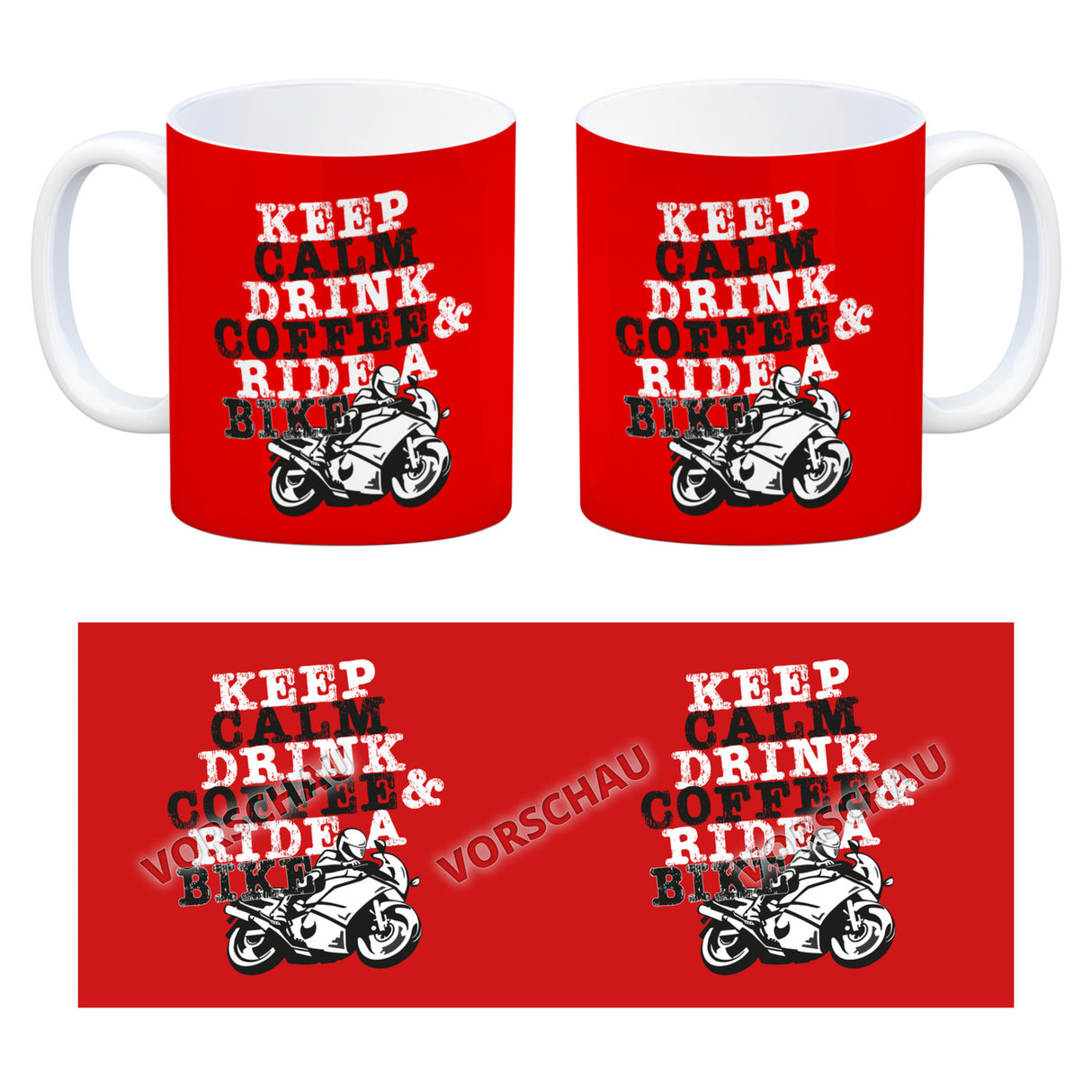 Keep calm & ride a bike Kaffeebecher zum Thema Motorrad fahren