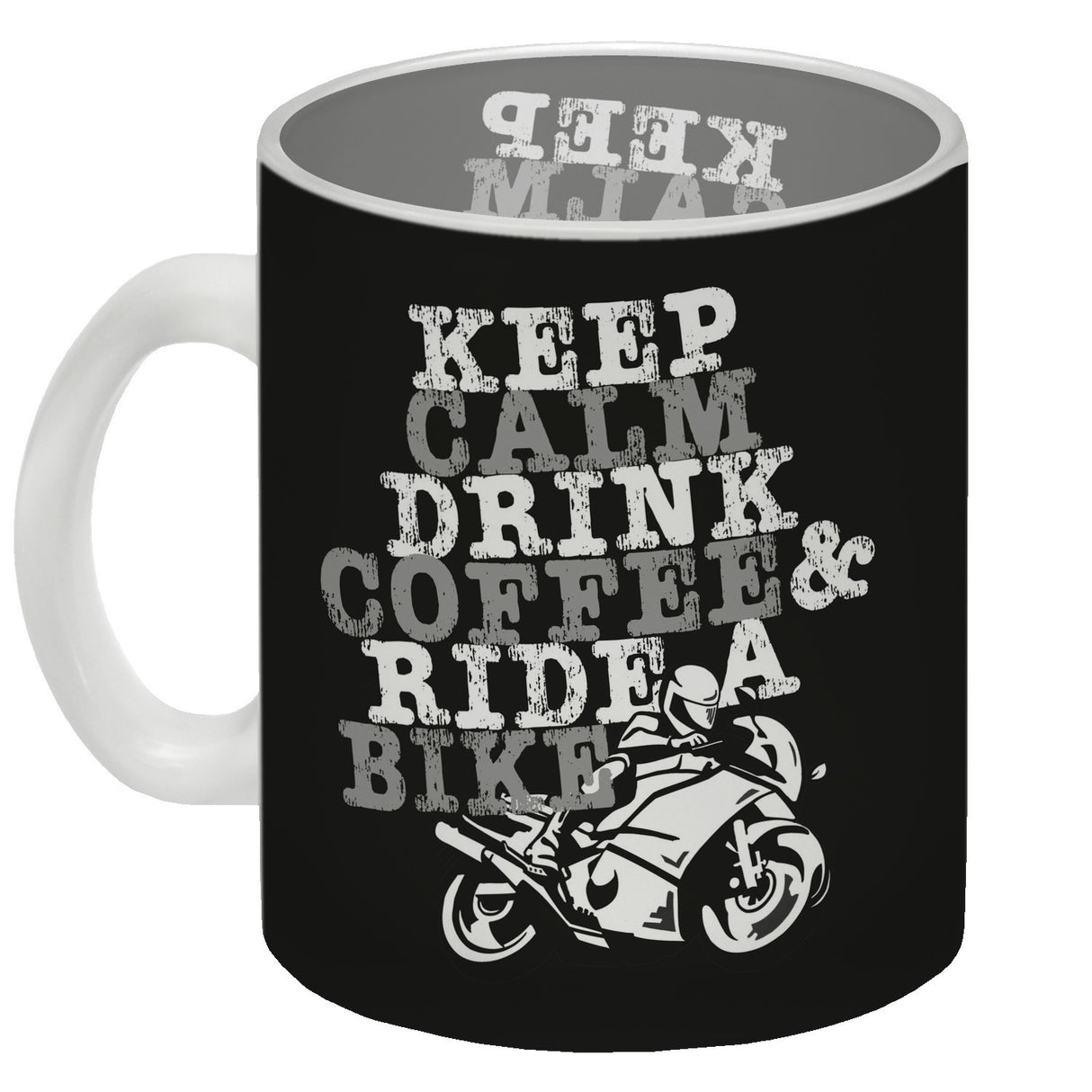 Keep calm & ride a bike Kaffeebecher zum Thema Motorrad fahren