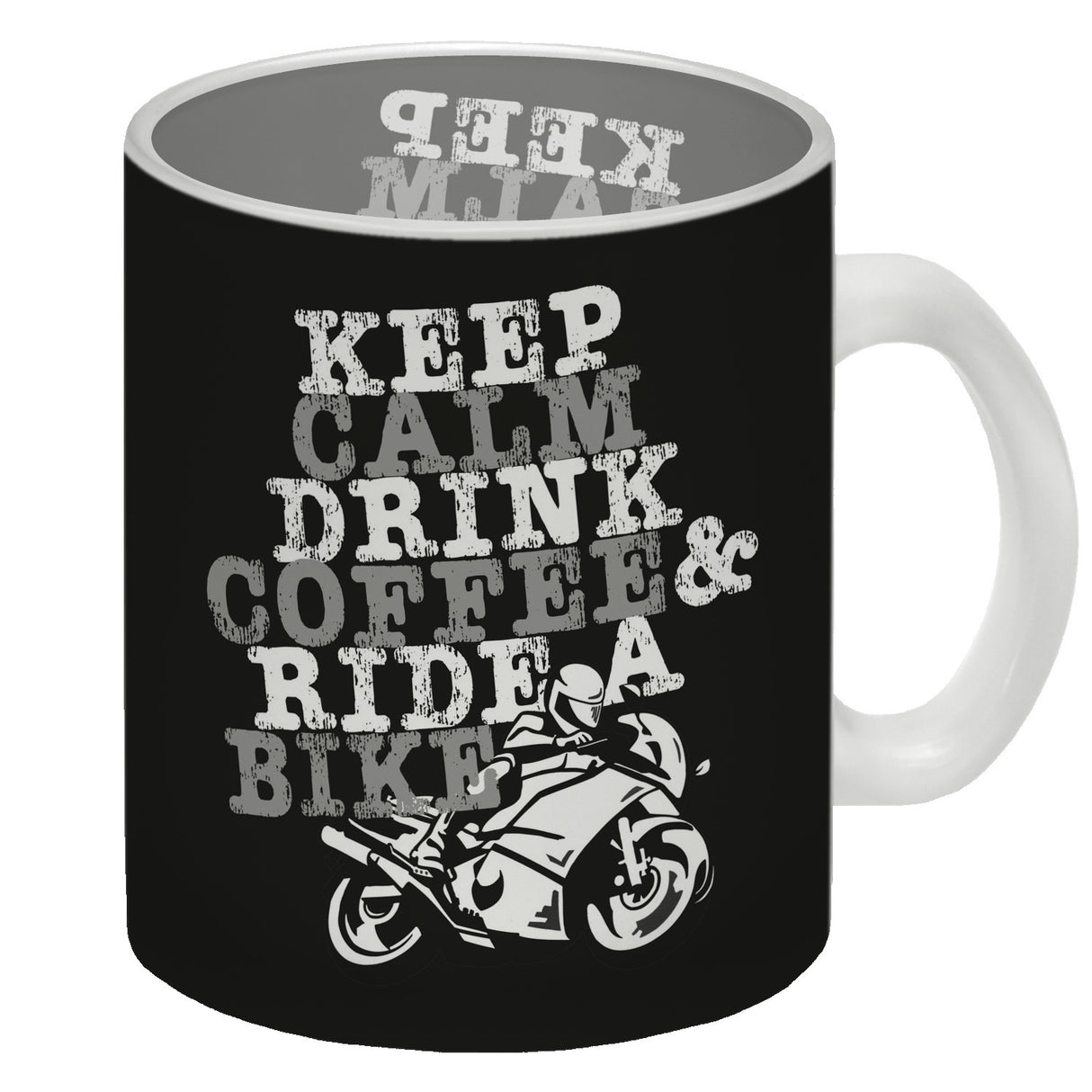Keep calm & ride a bike Kaffeebecher zum Thema Motorrad fahren