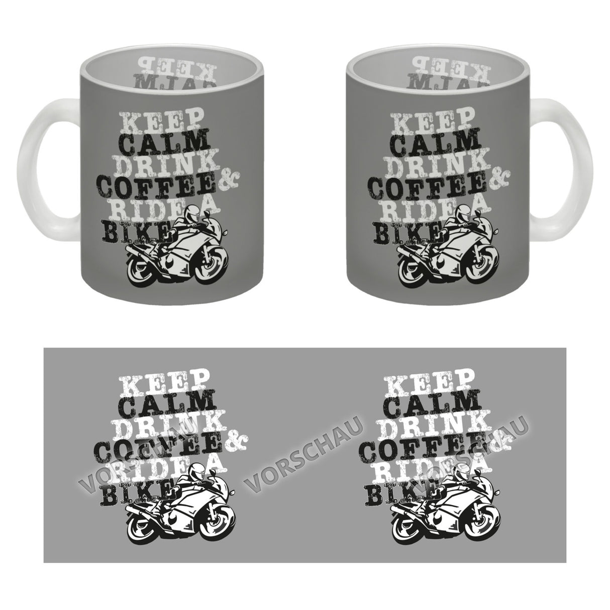 Keep calm & ride a bike Kaffeebecher zum Thema Motorrad fahren