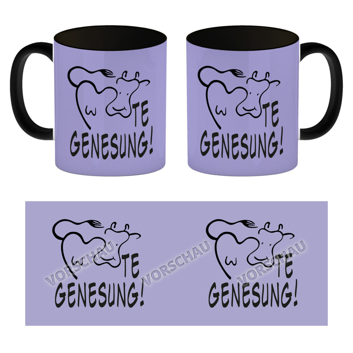 KUHte Genesung Kaffeebecher mit Kuh Motiv