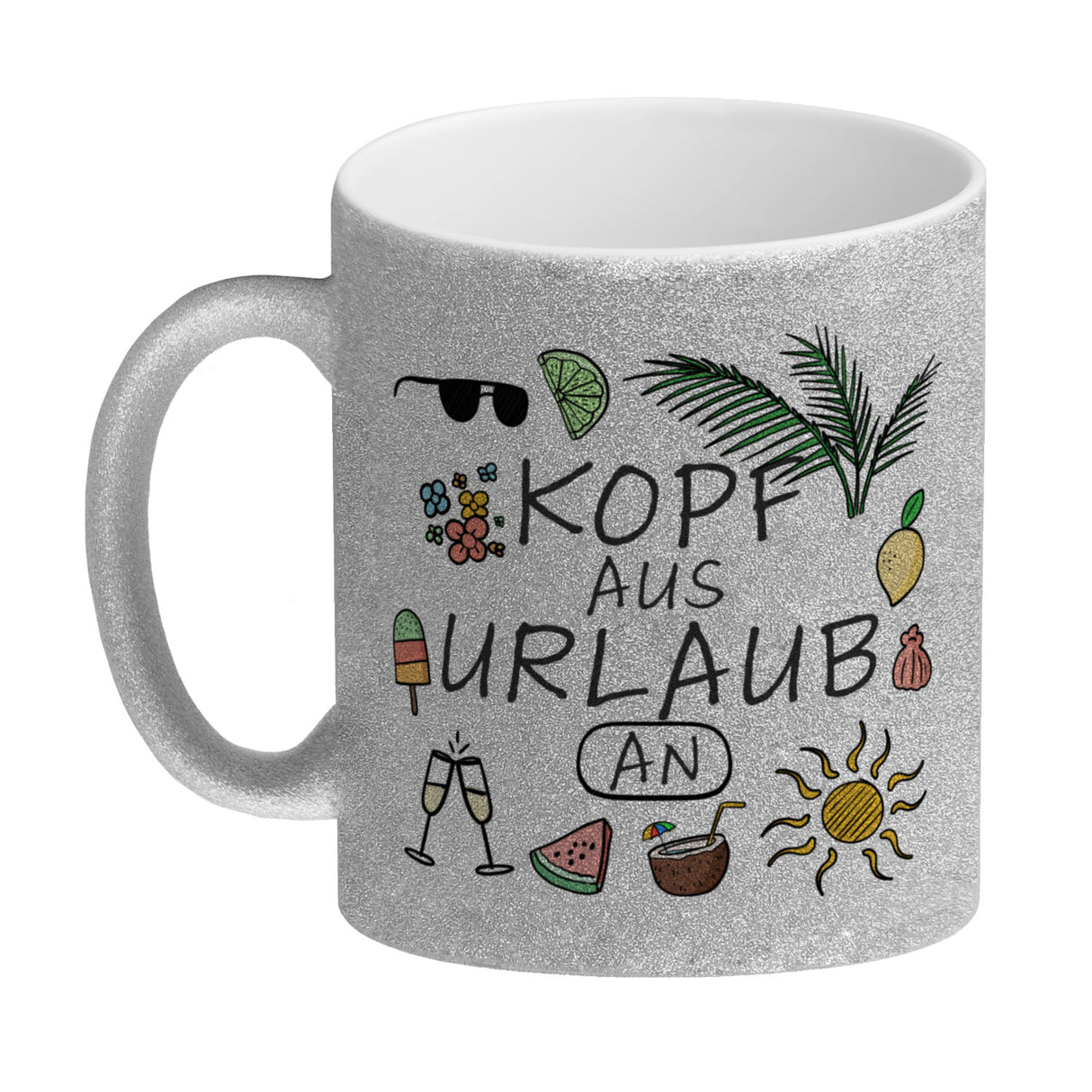 Kopf aus Urlaub an Kaffeebecher für den Sommer