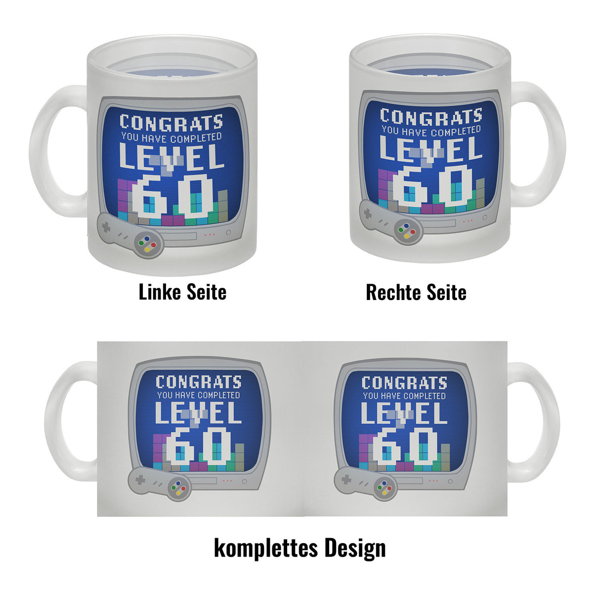 Witziger Kaffeebecher für den 60. Geburtstag mit Motiv: Gamer
