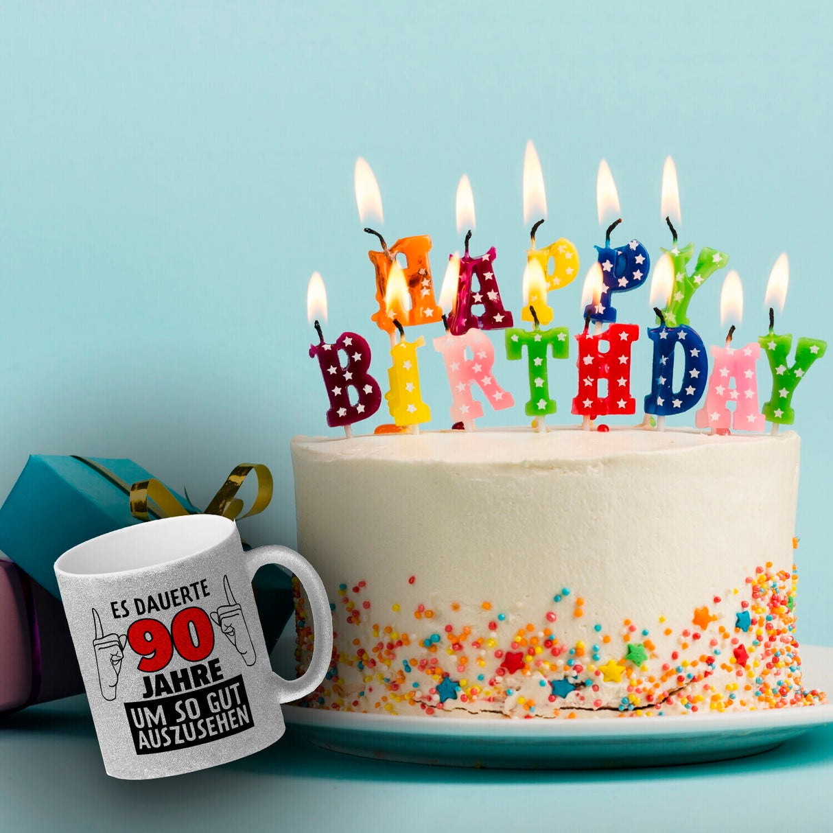 Witziger Kaffeebecher für den 90. Geburtstag mit Motiv: Gutes Aussehen