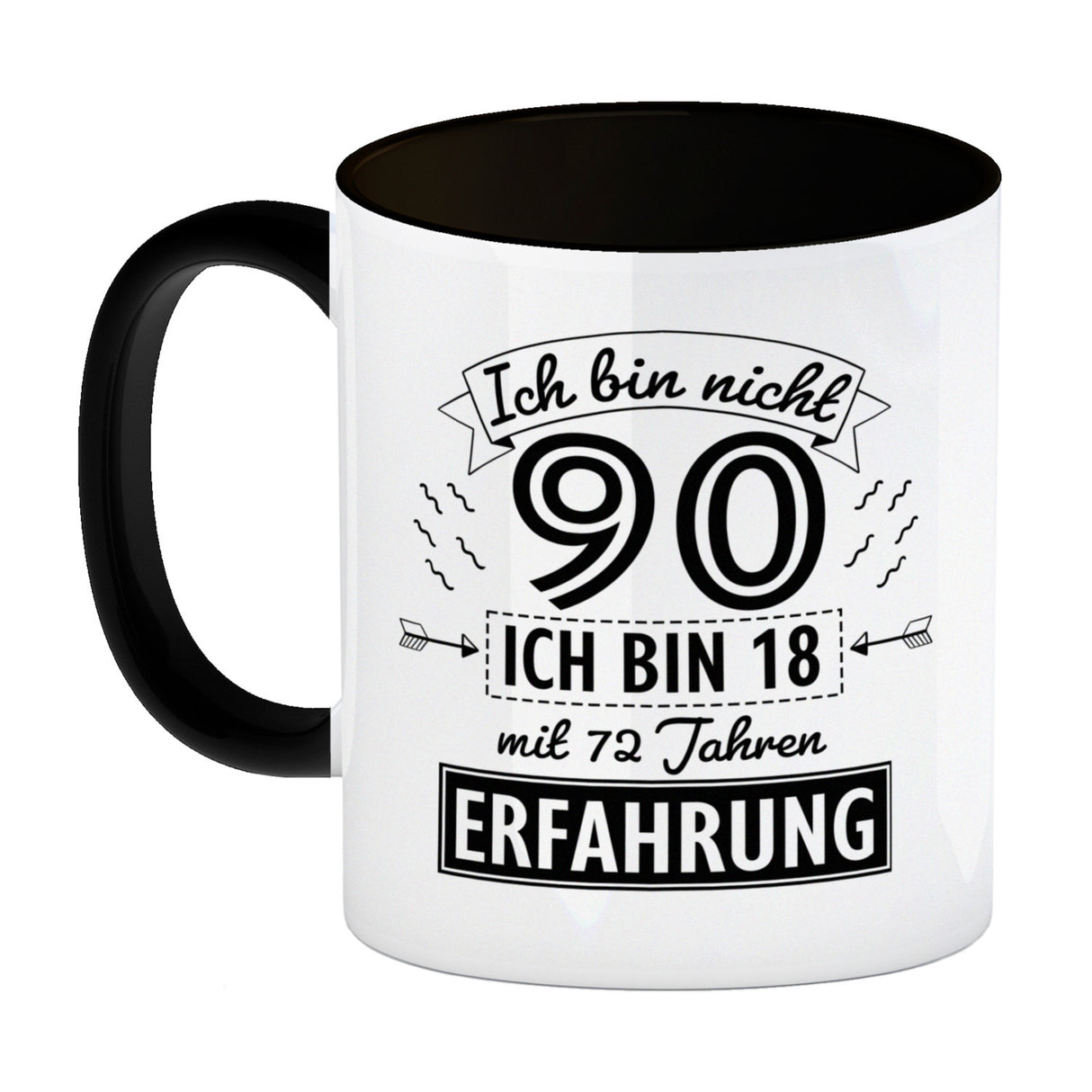 Witziger Kaffeebecher für den 90. Geburtstag mit Motiv: Erfahrung