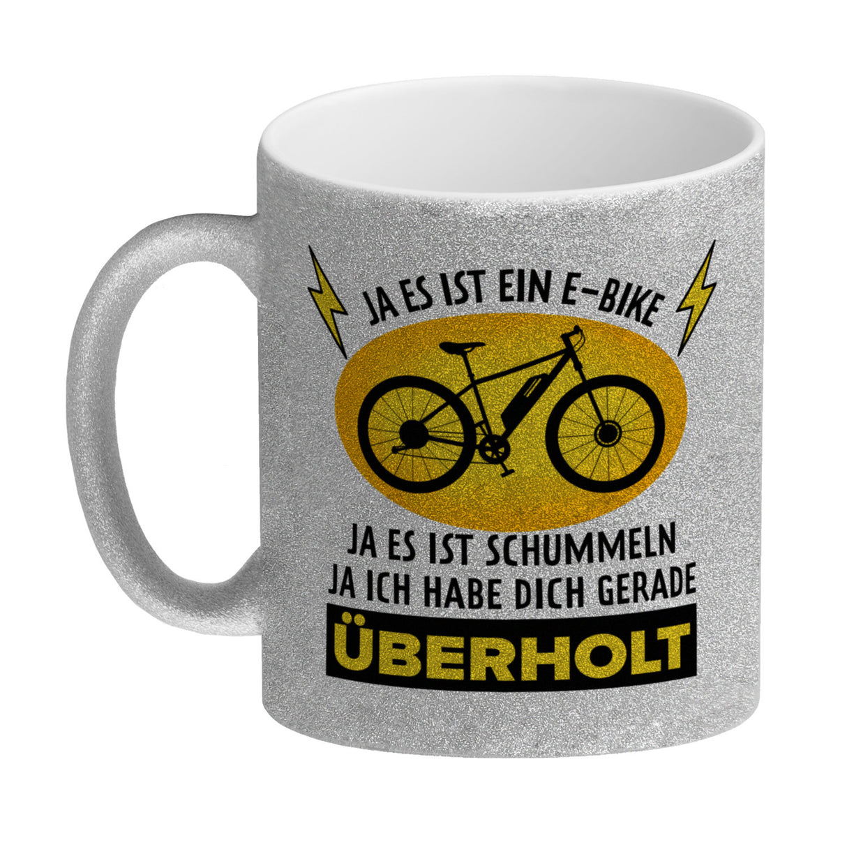 Ja es ist ein E-Bike Kaffeebecher mit lustigem Spruch