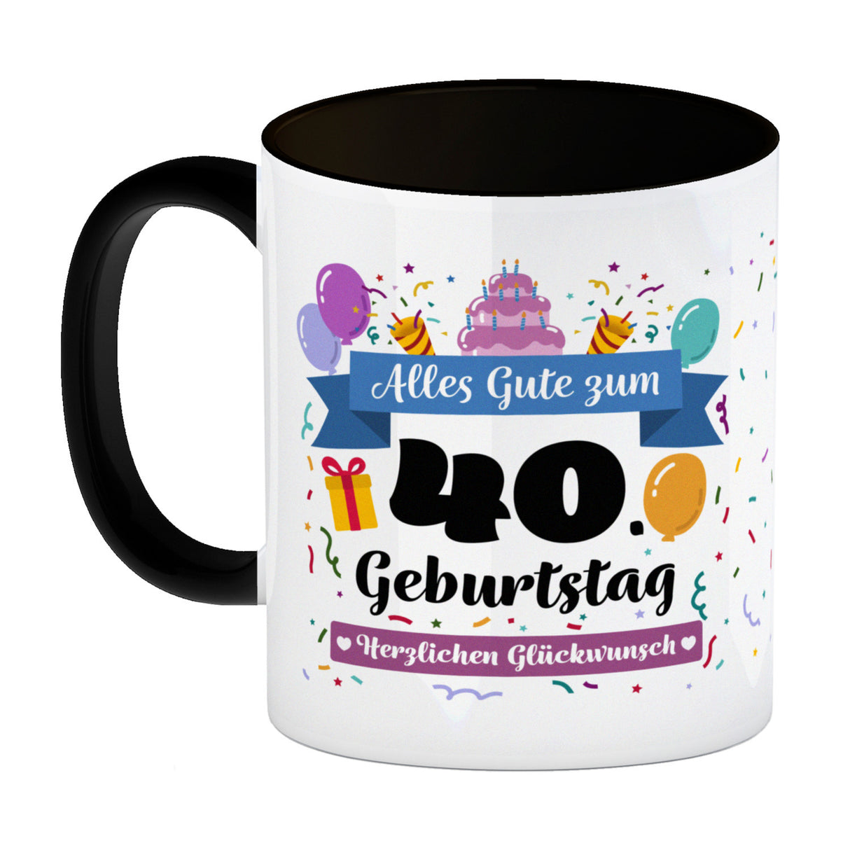 40. Geburtstag Kaffeebecher mit lustigem Spruch: Alles Gute
