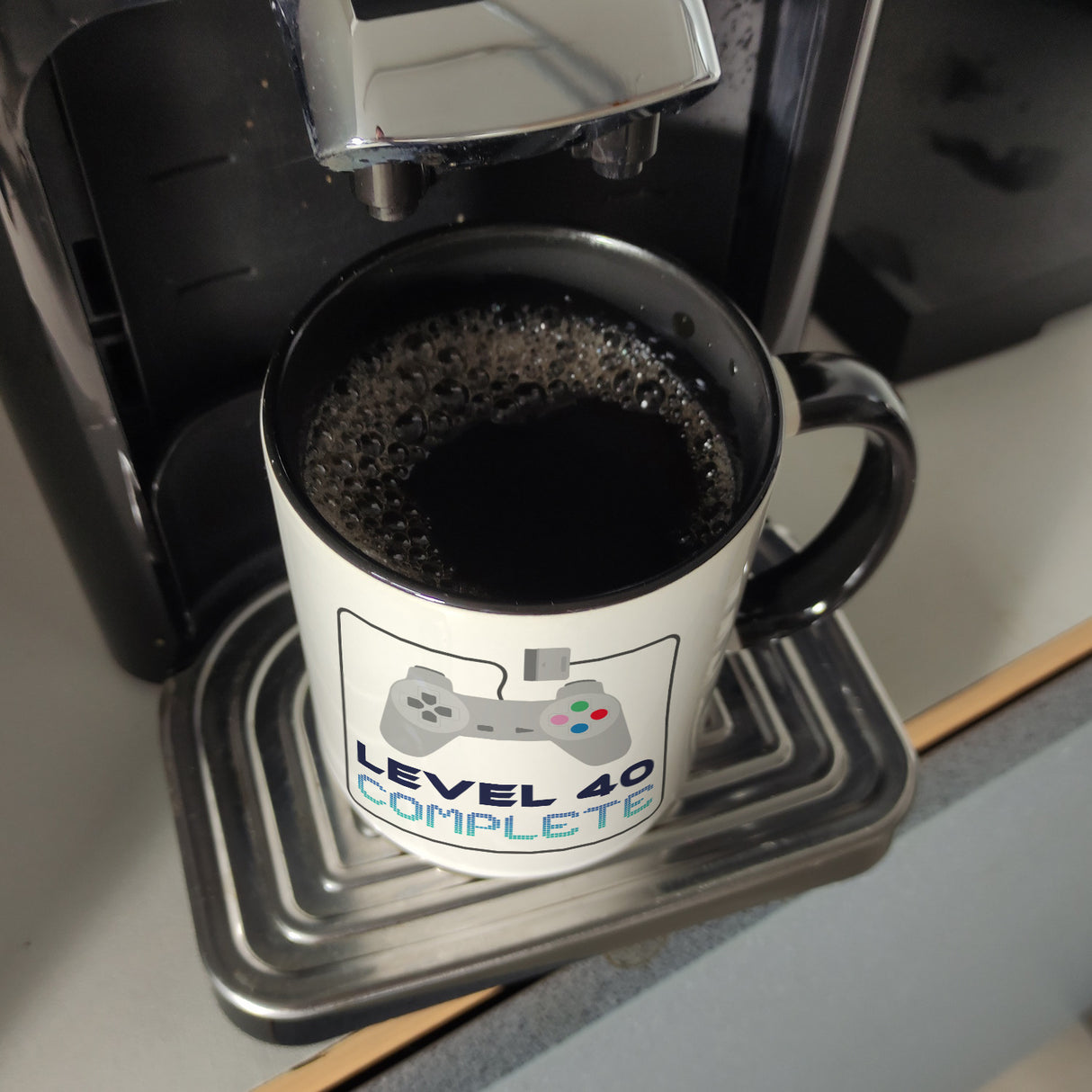 40. Geburtstag Kaffeebecher mit lustigem Spruch: Level 40